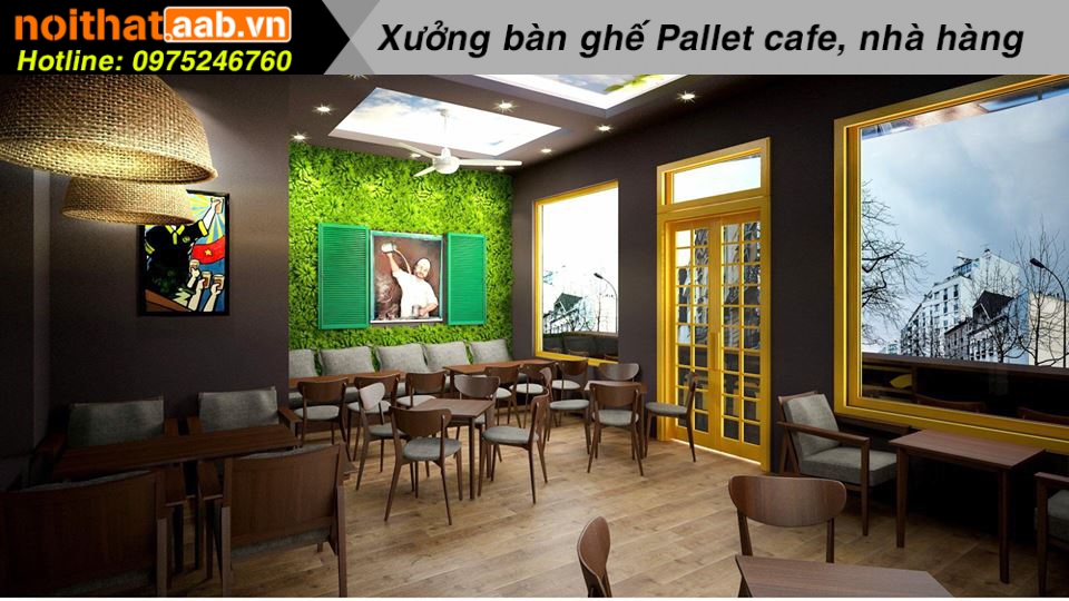 Bàn ghế quán cafe bằng gỗ