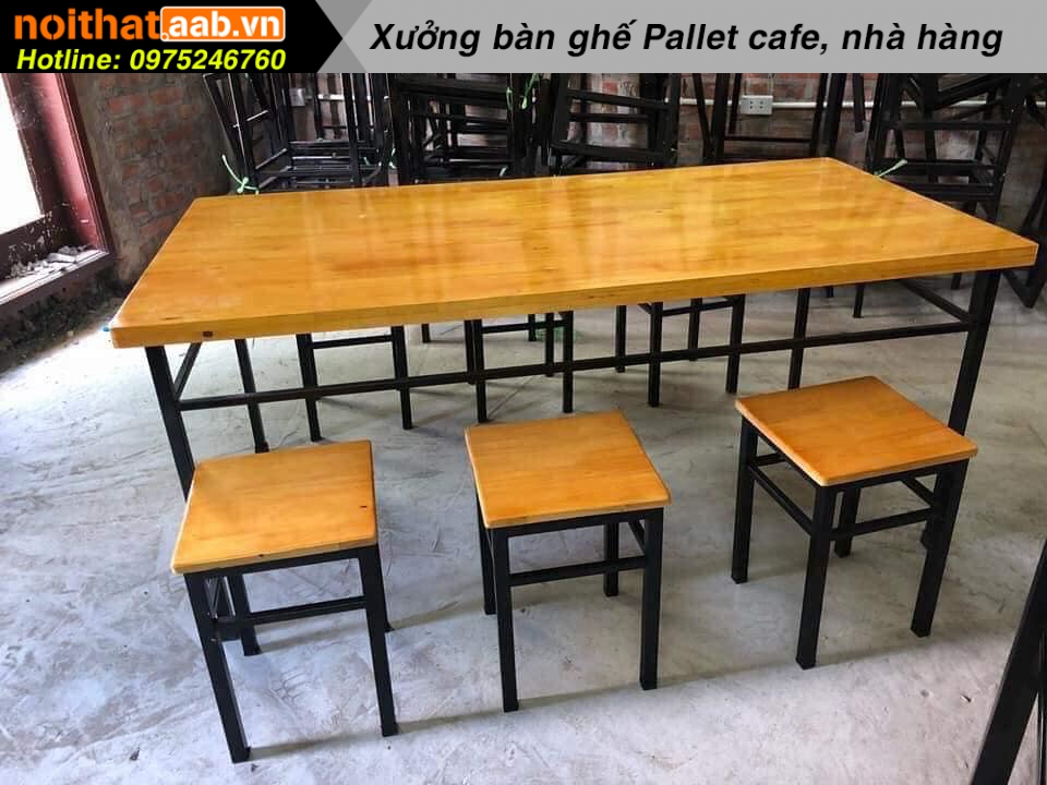 34 Bộ bàn ghế mặt gỗ chân sắt